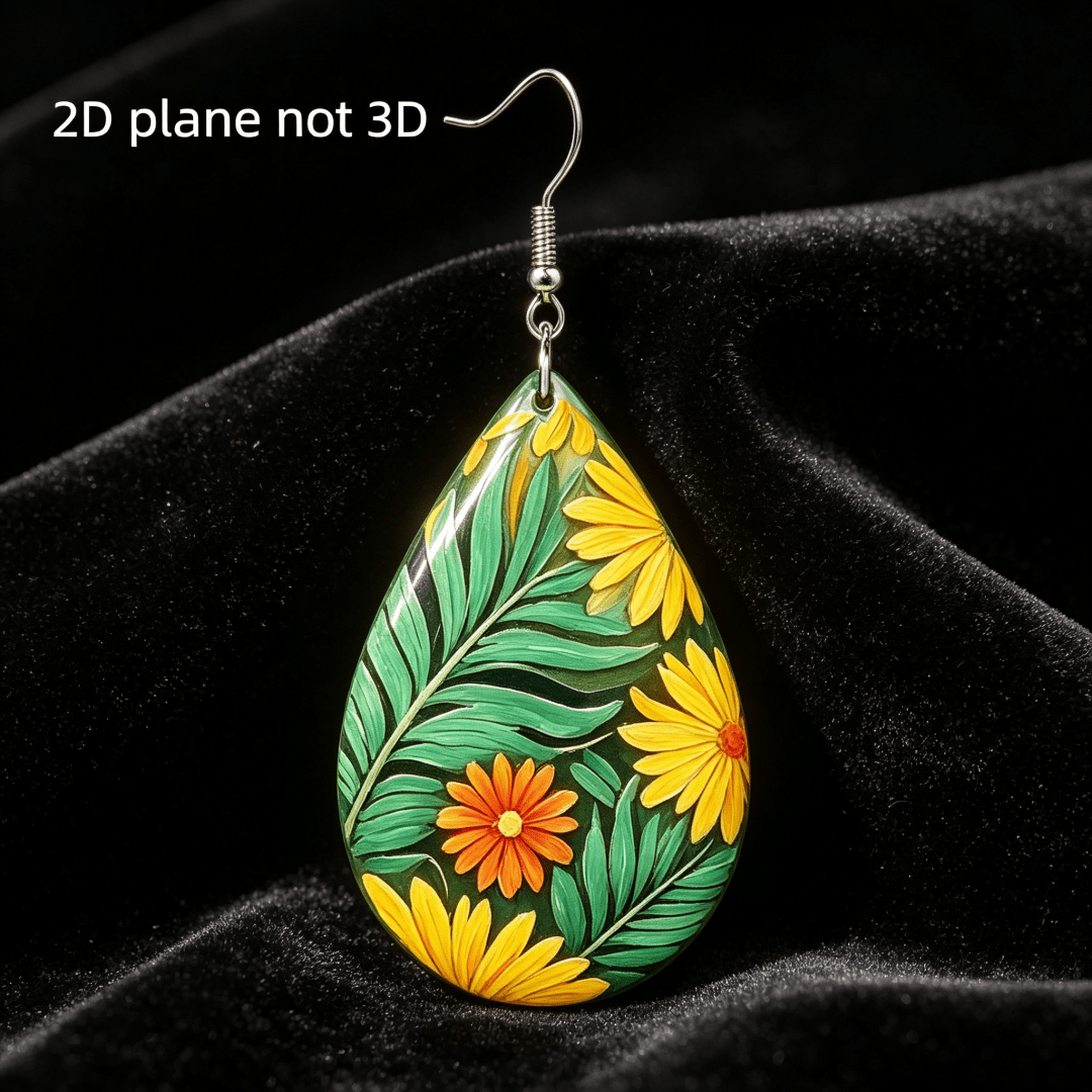 Women's Tropical Floral Teardrop Dangle Earrings, Boho Summer Gift